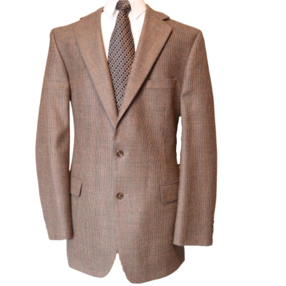 Stafford Sports Coat Brown Houndstooth 44L - Picture 1 of 5
